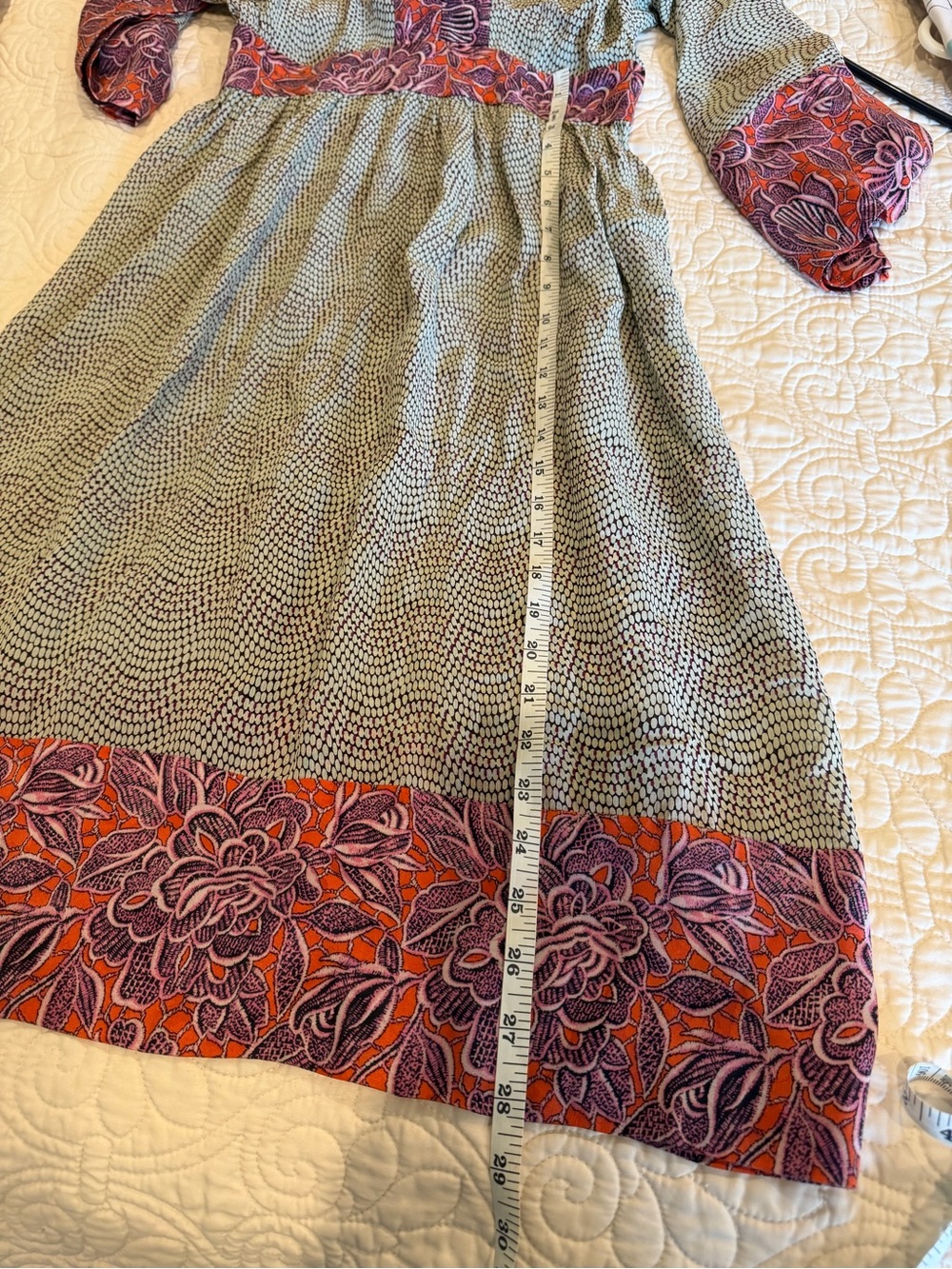 Duro Olowu London Silk Mixed Print V-Neck Midi Dress Size 36 / US 4 Artisanal - Picture 12 of 15